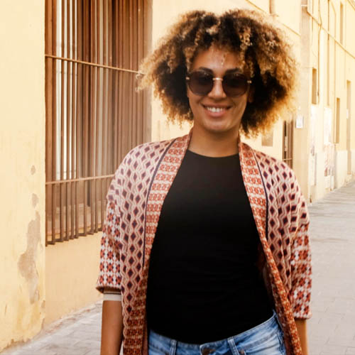 image of confident woman walking