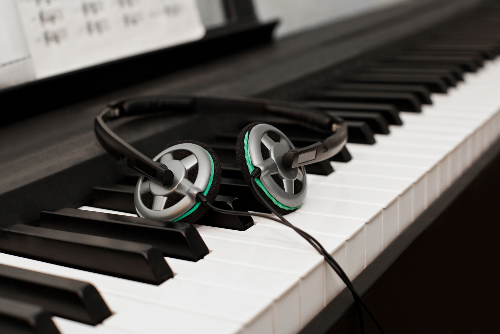 image of headphones on a keyboard